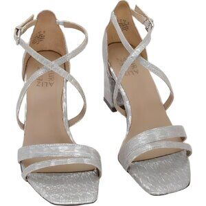 Naturalizer Vanessa Snake-Print Leather Dress Sandals Block Heel US 7W EU 37